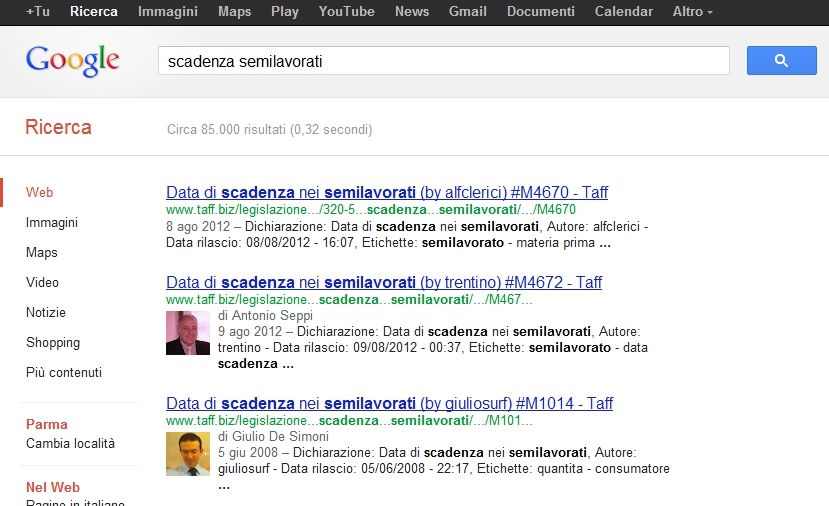 Esempio di SERP generata da Google contenente sia Snippet tradizionali che Rich Snippet