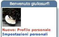 Dettaglio del riquadro di Benvenuto contenente il link alla pagina Impostazioni Personali